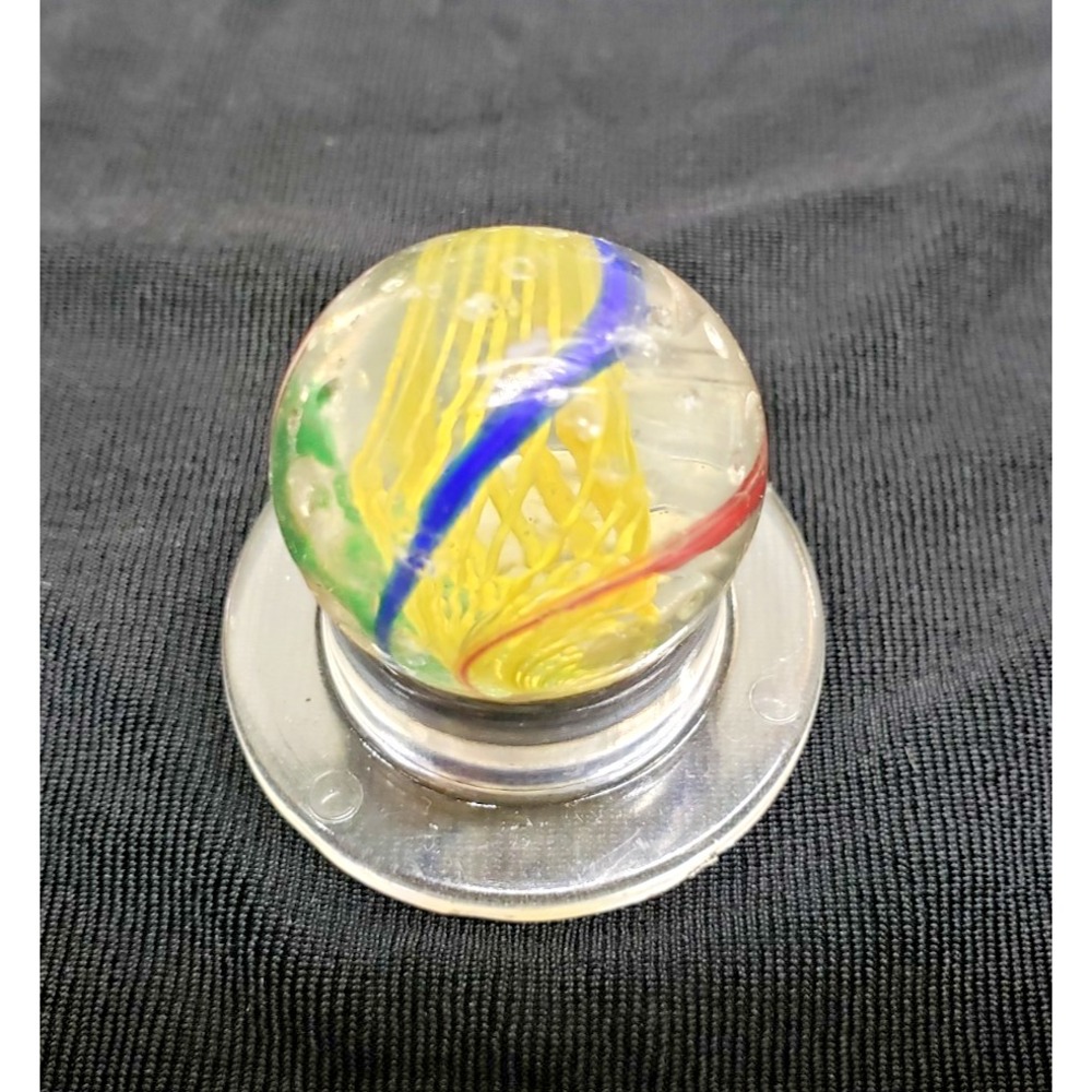 1880s Vintage Original Handmade Latticinio Swirls 1" Glass Marble Germany #124